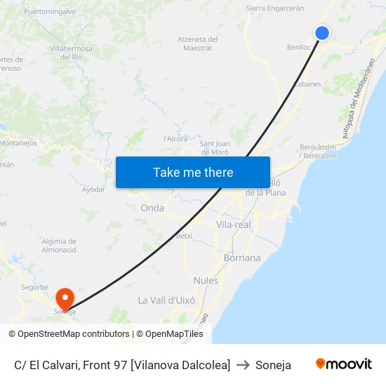 C/ El Calvari, Front 97 [Vilanova Dalcolea] to Soneja map