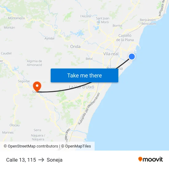 Calle 13, 115 to Soneja map
