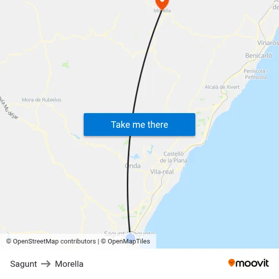 Sagunt to Morella map