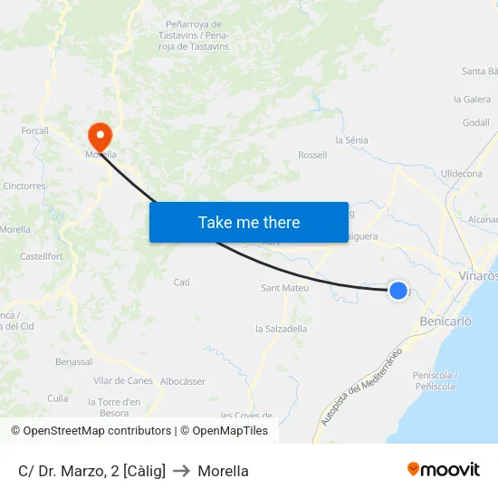 C/ Dr. Marzo, 2 [Càlig] to Morella map