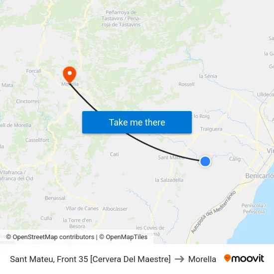 Sant Mateu, Front 35 [Cervera Del Maestre] to Morella map