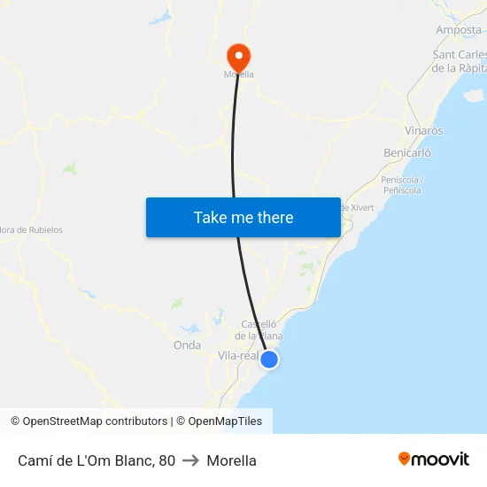 Camí de L'Om Blanc, 80 to Morella map