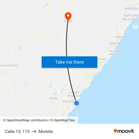 Calle 13, 115 to Morella map