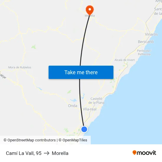 Camí La Vall, 95 to Morella map