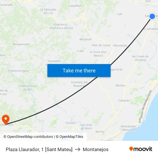 Plaza Llaurador, 1 [Sant Mateu] to Montanejos map