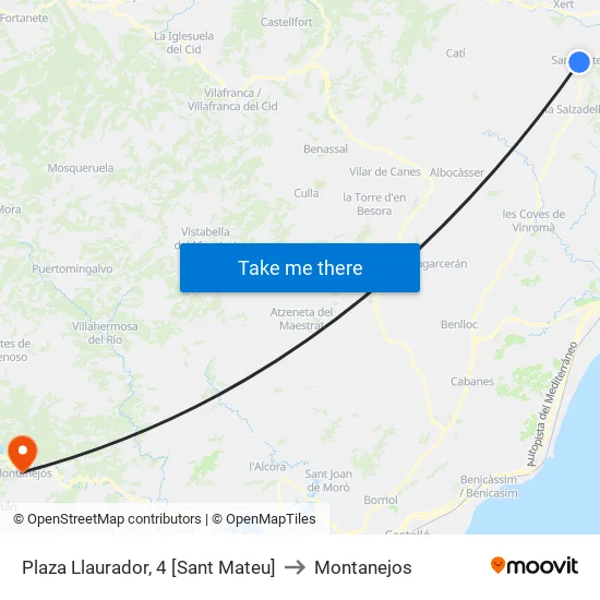Plaza Llaurador, 4 [Sant Mateu] to Montanejos map