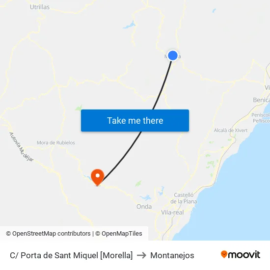 C/ Porta de Sant Miquel [Morella] to Montanejos map