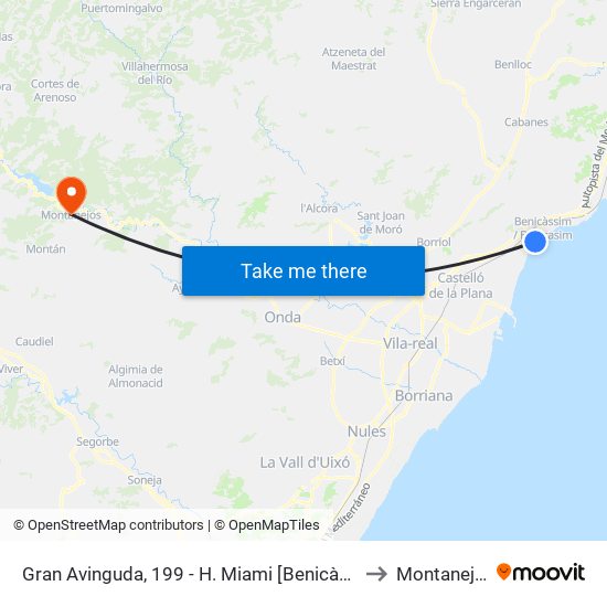 Gran Avinguda, 199 - H. Miami [Benicàssim] to Montanejos map