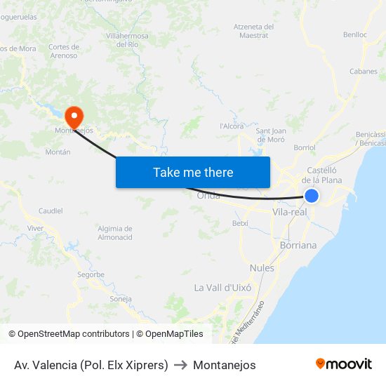 Av. Valencia (Pol. Elx Xiprers) to Montanejos map