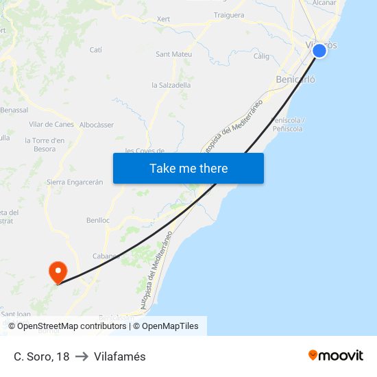 C. Soro, 18 to Vilafamés map