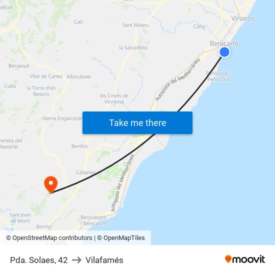 Pda. Solaes, 42 to Vilafamés map