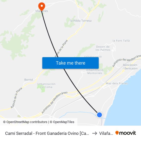 Camí Serradal - Front Ganadería Ovino [Castelló de La Plana] to Vilafamés map