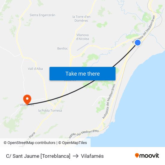 C/ Sant Jaume [Torreblanca] to Vilafamés map