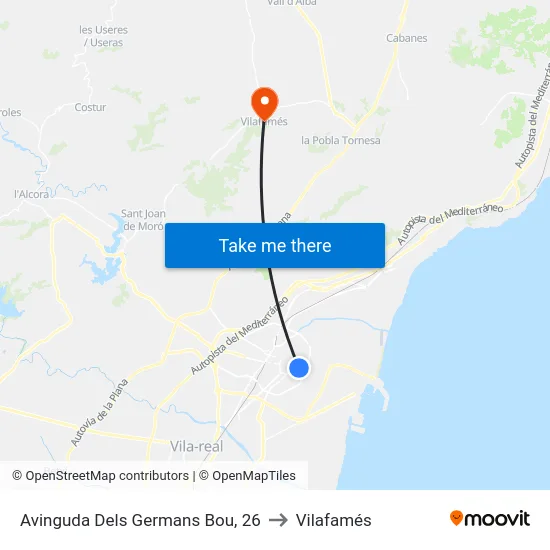 Avinguda Dels Germans Bou, 26 to Vilafamés map