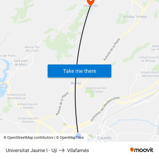 Universitat Jaume I - Uji to Vilafamés map