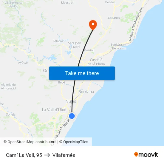 Camí La Vall, 95 to Vilafamés map