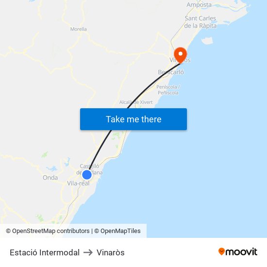 Estació Intermodal to Vinaròs map