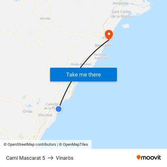Camí Mascarat 5 to Vinaròs map