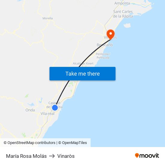 María Rosa Molás to Vinaròs map