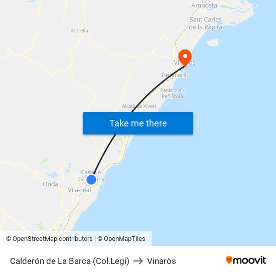 Calderón de La Barca (Col.Legi) to Vinaròs map