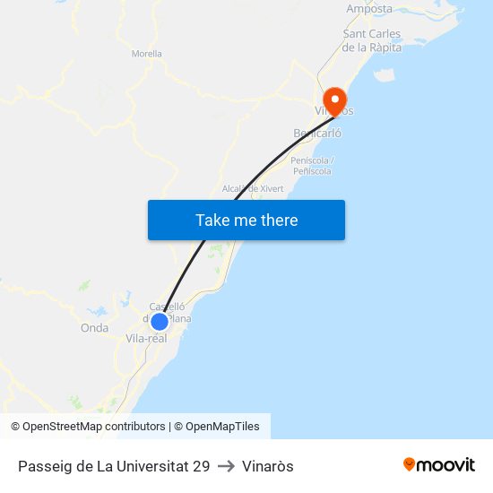 Passeig de La Universitat 29 to Vinaròs map
