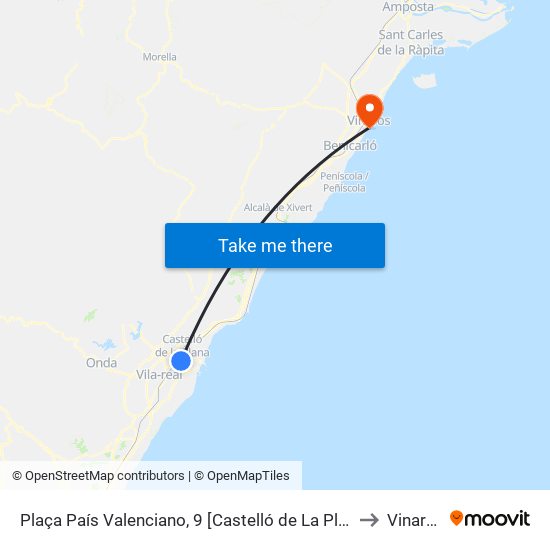 Plaça País Valenciano, 9 [Castelló de La Plana] to Vinaròs map