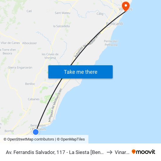 Av. Ferrandis Salvador, 117 - La Siesta [Benicàssim] to Vinaròs map