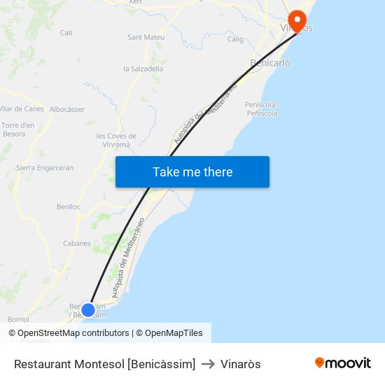 Restaurant Montesol [Benicàssim] to Vinaròs map