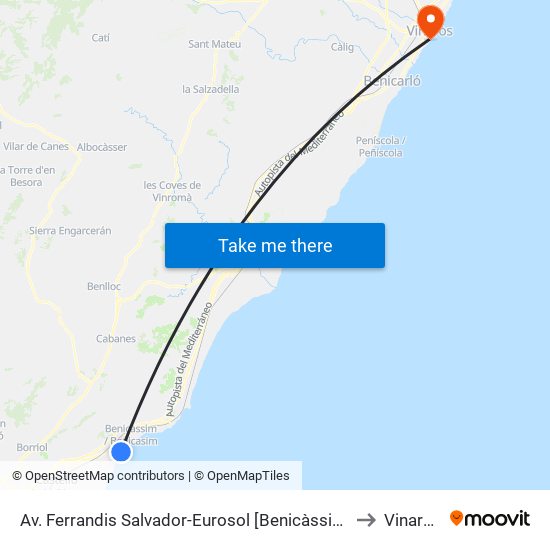 Av. Ferrandis Salvador-Eurosol [Benicàssim] to Vinaròs map