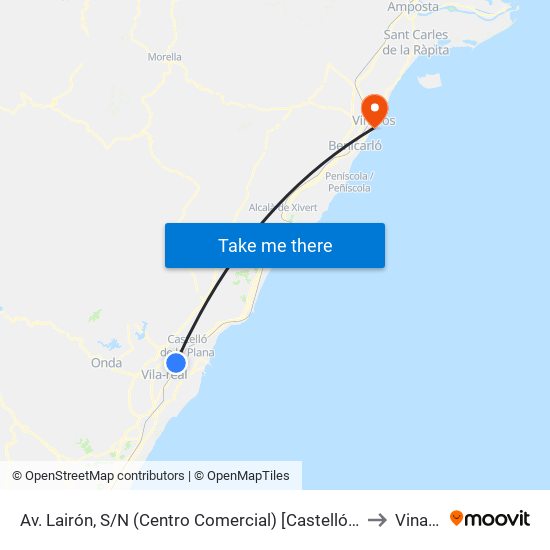 Av. Lairón, S/N (Centro Comercial) [Castelló de La Plana] to Vinaròs map