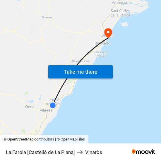 La Farola [Castelló de La Plana] to Vinaròs map