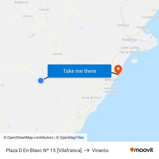 Plaza D En Blasc Nº 15 [Vilafranca] to Vinaròs map