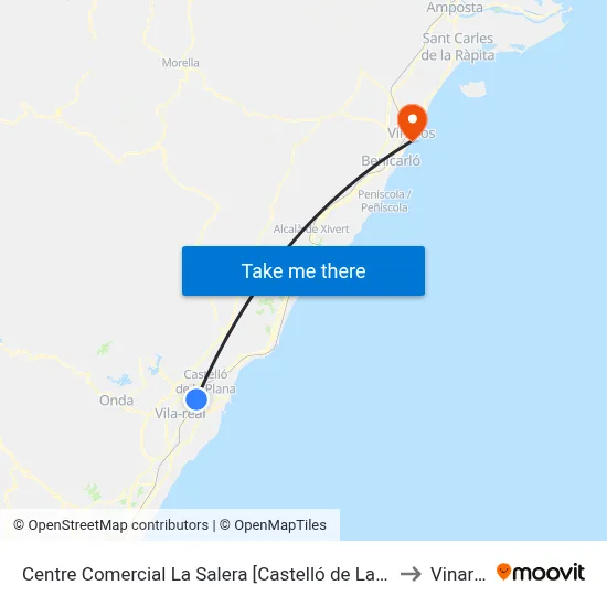Centre Comercial La Salera [Castelló de La Plana] to Vinaròs map