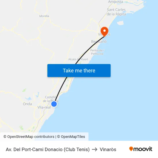 Av. Del Port-Cami Donacio (Club Tenis) to Vinaròs map