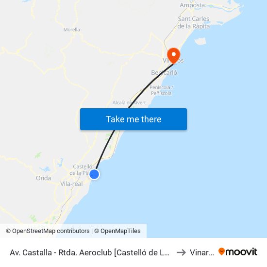 Av. Castalla - Rtda. Aeroclub [Castelló de La Plana] to Vinaròs map