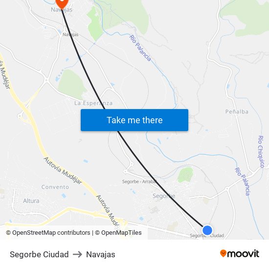 Segorbe Ciudad to Navajas map
