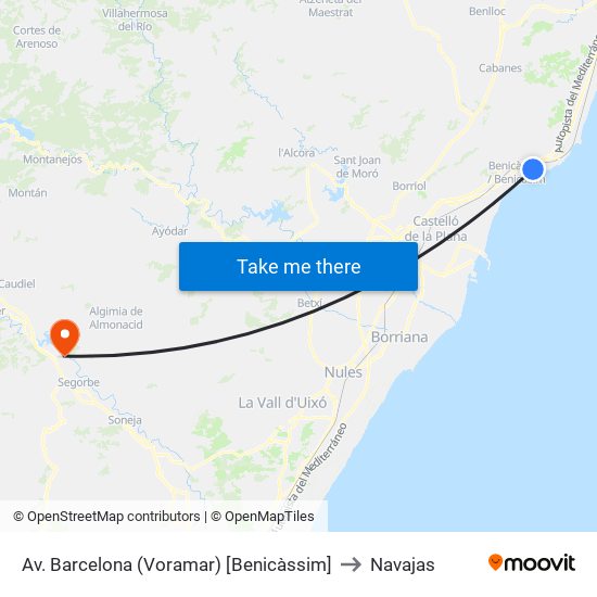 Av. Barcelona (Voramar) [Benicàssim] to Navajas map
