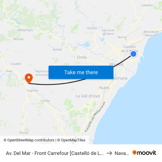 Av. Del Mar - Front Carrefour [Castelló de La Plana] to Navajas map