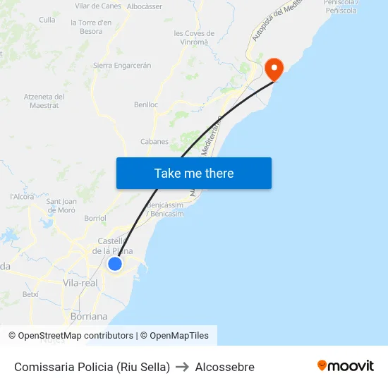 Comissaria Policia (Riu Sella) to Alcossebre map