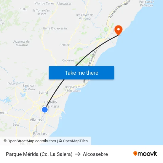 Parque Mérida (Cc. La Salera) to Alcossebre map