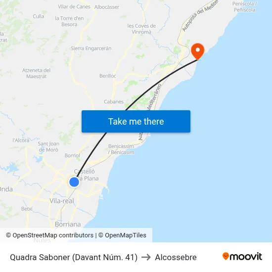 Quadra Saboner (Davant Núm. 41) to Alcossebre map