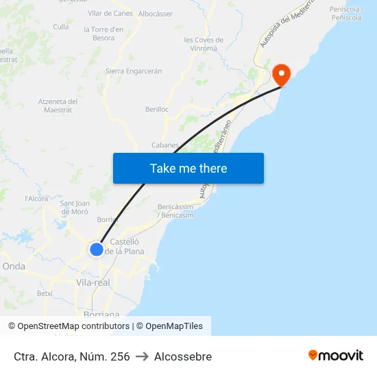 Ctra. Alcora, Núm. 256 to Alcossebre map