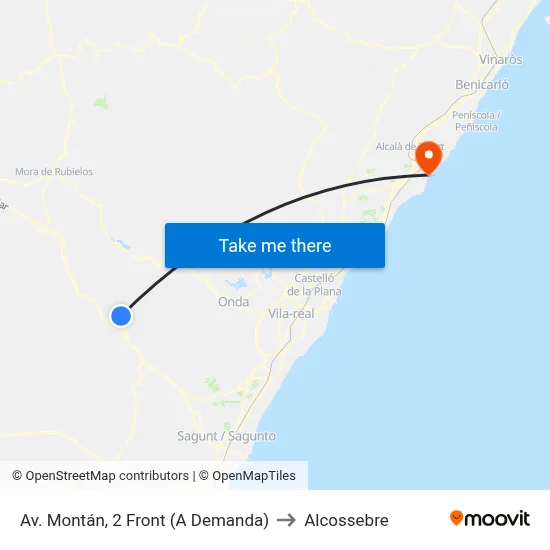 Av. Montán, 2 Front (A Demanda) to Alcossebre map