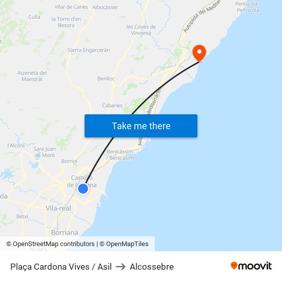 Plaça Cardona Vives / Asil to Alcossebre map