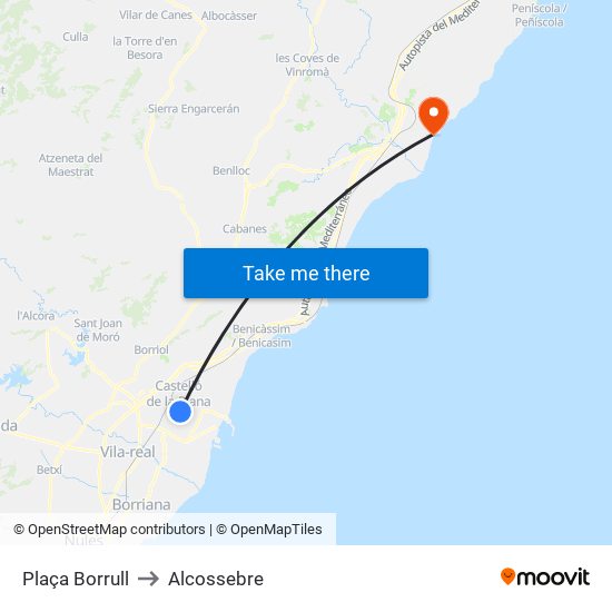 Plaça Borrull to Alcossebre map