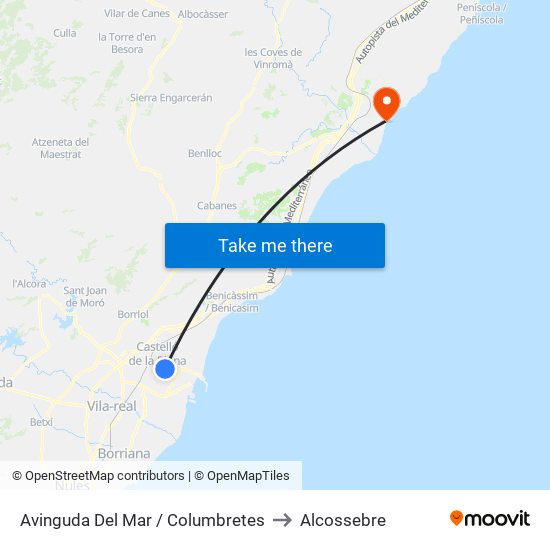 Avinguda Del Mar / Columbretes to Alcossebre map