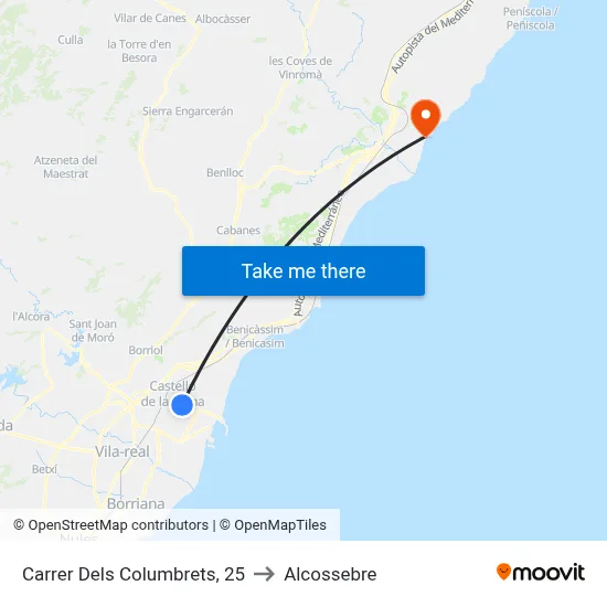 Carrer Dels Columbrets, 25 to Alcossebre map