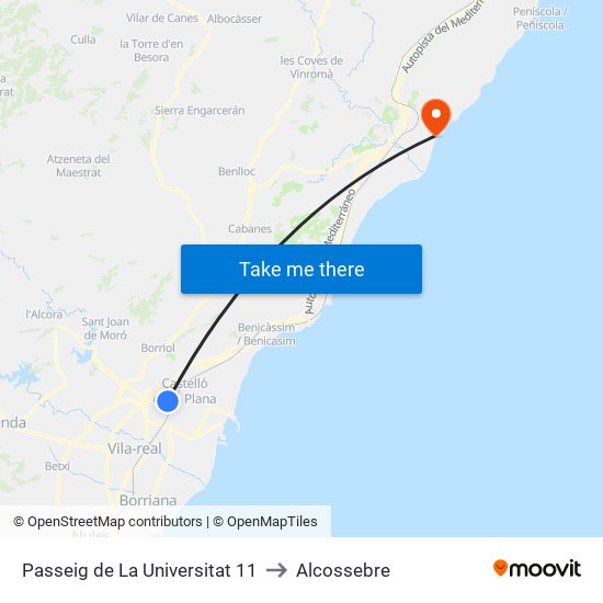 Passeig de La Universitat 11 to Alcossebre map
