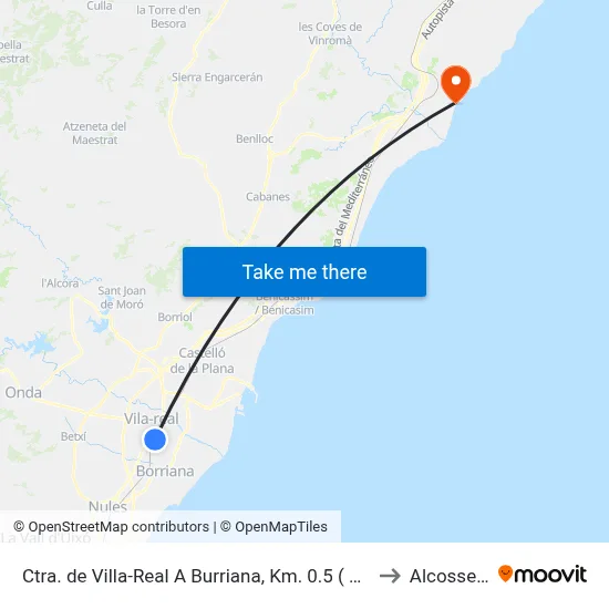 Ctra. de Villa-Real A Burriana, Km. 0.5 ( Hospital ) to Alcossebre map