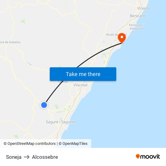 Soneja to Alcossebre map